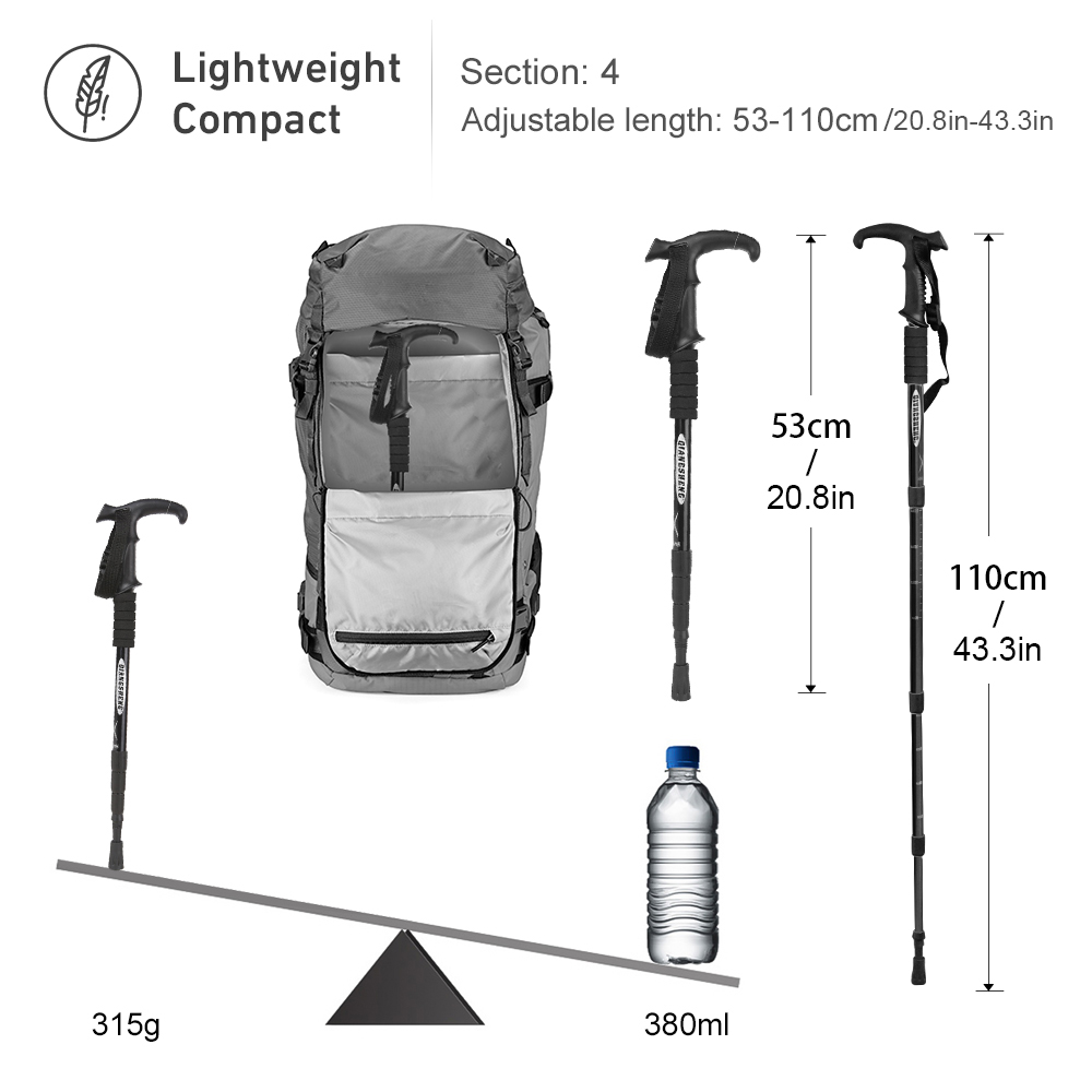야외 접이식 트레킹 폴 4 섹션 휴대용 워킹 하이킹 텔 - Trekking Pole Carbon 리뷰 및 가격